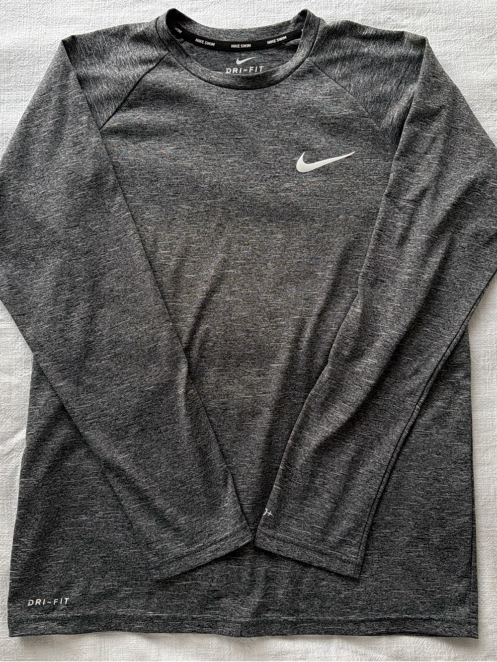 Nike Long Sleeve Dri-FIT Tee - Charcoal Gray with White Swoosh